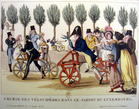 ''Course'' de vélocipèdes au Jardin du Luxembourg - 1818
