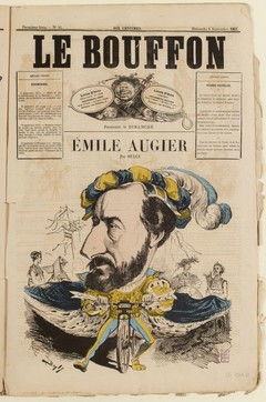 Emile AUGIER caricaturé dans ''Le Bouffon'' - 1867