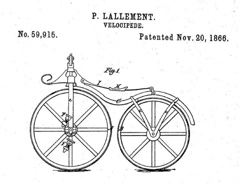 Vélocipède Lallement, brevet - 1866