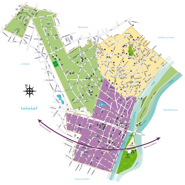 Plan des quartiers de Chatou